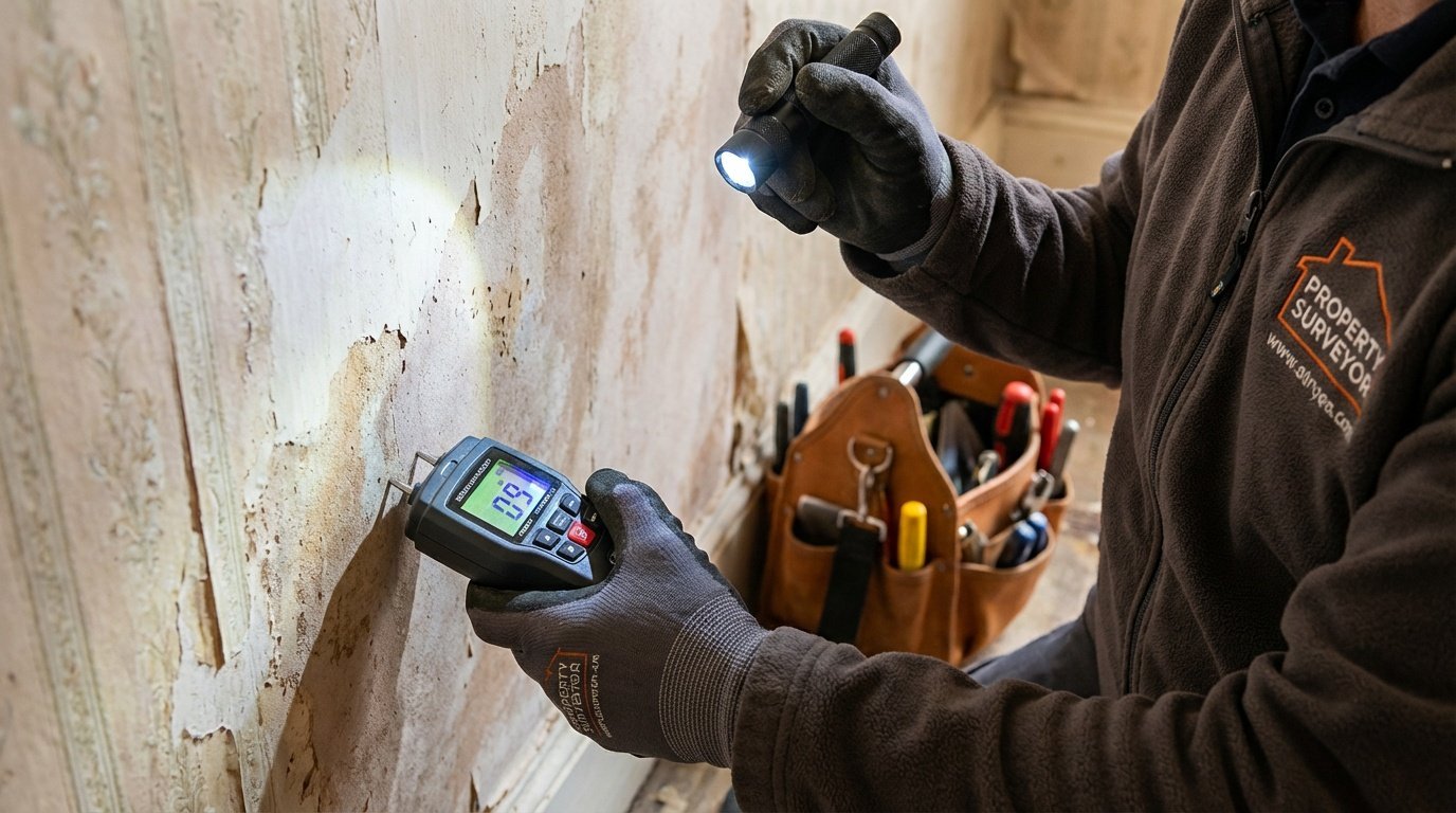 RICS surveyor carrying out a Level 3 building survey inspection in a Bolton property